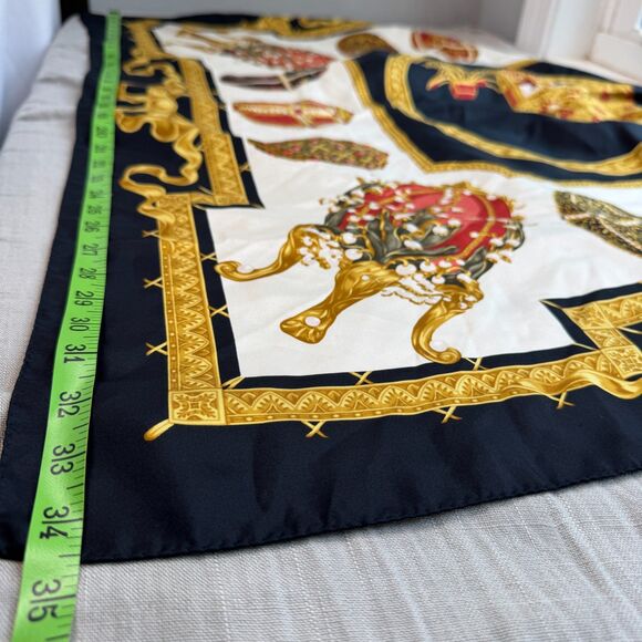 Vintage Carlisle Silk Scarf Made in Italy – Carriage & Jeweled Egg Motif - Picture 5 of 8